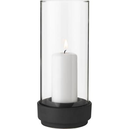 Svietnik na kónickú sviečku HURRICANE 24 cm, čierna farba, kamenina, Stelton