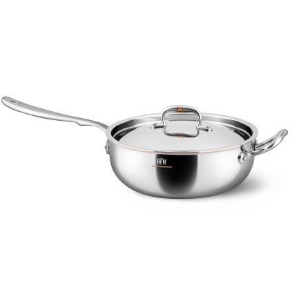 Panvica na soté CON CUORE 24 cm, strieborná, meď, Ruffoni