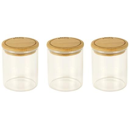 Dóza na potraviny PKV-014 180 ml, súprava 3 ks, sklo / bambus, Pebbly