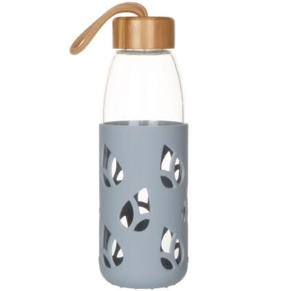 Fľaša na vodu PKV-002 550 ml, sivá, sklo, Pebbly