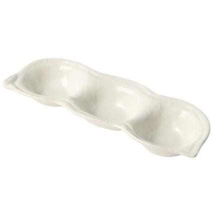 Miska na omáčku TRIPLE POD, biela, keramika, MIJ