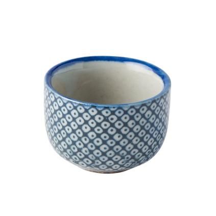 Hrnček na saké SHIBORI 30 ml, modrá, keramika, MIJ