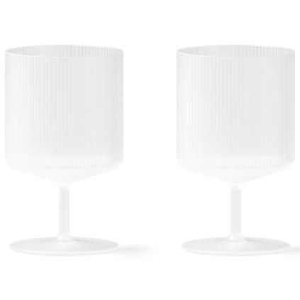 Poháre na víno RIPPLE 270 ml, sada 2 ks, biela, ferm LIVING