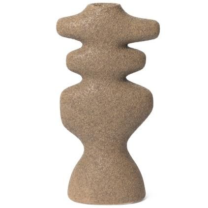 Svícen na kónickou svíčku YARA 19,5 cm, piesková, kamenina, ferm LIVING