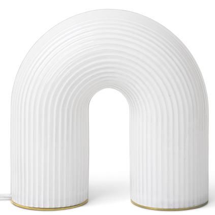 Prenosná stojaca lampa VUELTA 22,5 cm, LED, biela, sklo, ferm LIVING