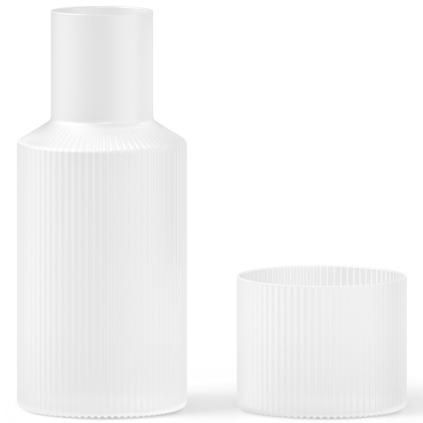 Karafa na vodu RIPPLE 500 ml, s pohárom, biela, sklo, ferm LIVING