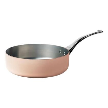 Medená panvica na soté s rukoväťou z nehrdzavejúcej ocele O 24 cm Inocuivre de Buyer