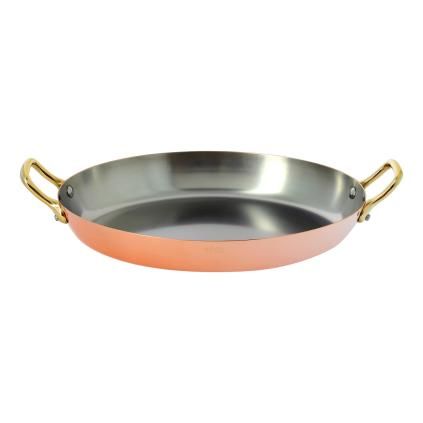 Medená servírovacia oválna panvica s bronzovými uchami 36 cm Inocuivre de Buyer