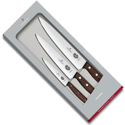 Sada nožov, s drevenou rukoväťou, sada 3 ks, Victorinox