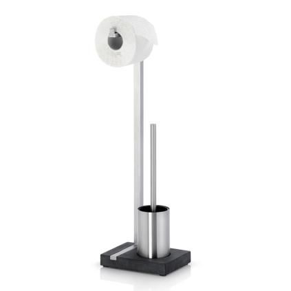 Stojan na toaletný papier s WC kefou MENOTO, 65 cm, matná nehrdzavejúca oceľ, Blomus