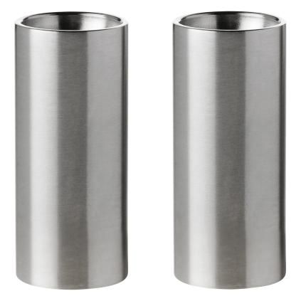 Sada soľničky a koreničky ARNE JACOBSEN, súprava 2 ks, strieborná, nerezová oceľ, Stelton