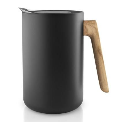 Vákuová termoska s drevenou rukoväťou Nordic kitchen čierna 1,0 l Eva Trio