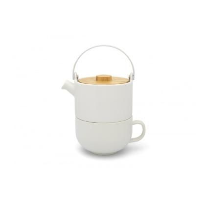 Konvička na čaj UMEA TEA FOR ONE 500 ml, so šálka na čaj, biely, Bredemeijer