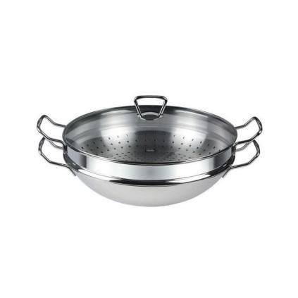 Wok NANJING 35 cm, s naparovacou vložkou a pokrievkou, Fissler