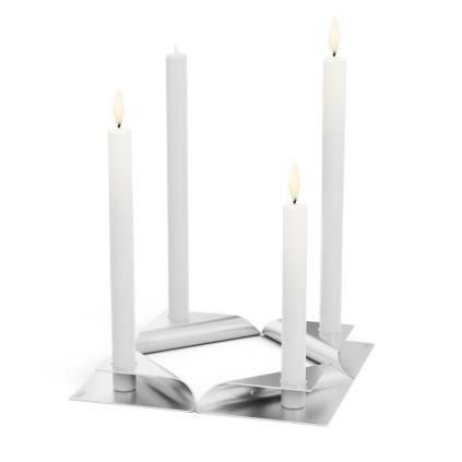 Svícen na kónickou svíčku SQUARE CANDLE , sada 4 ks, nerezová oceľ, Höfats