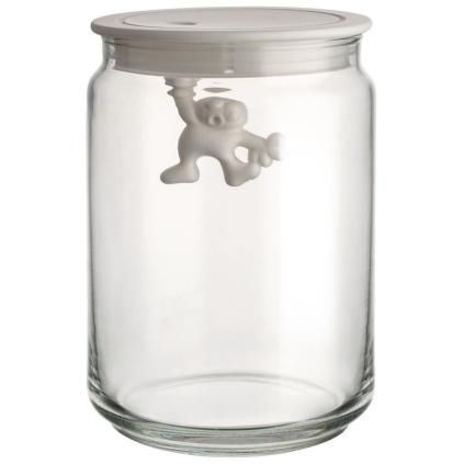 Dóza na potraviny GIANNI 900 ml, biele viečko, sklo, Alessi