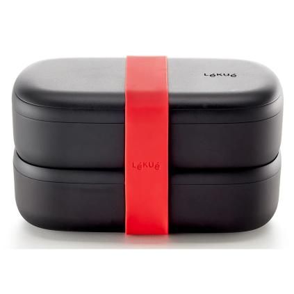 Desiatový box TO GO 2 x 500 ml, dvojitá, čierna, Lékué