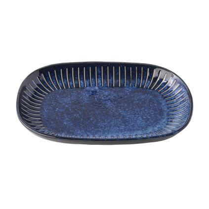 Servírovací tanier RIDGED INDIGO 19 x 13 cm, MIJ
