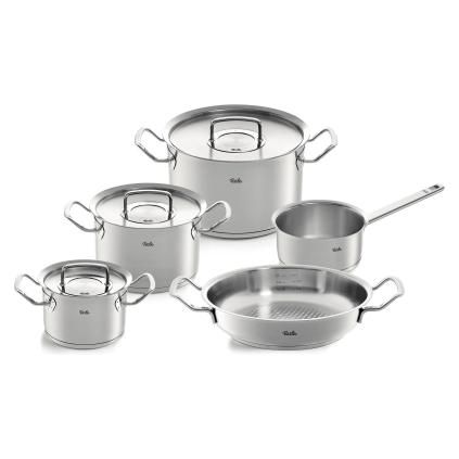 Súprava hrncov ORIGINAL-PROFI COLLECTION, s rajnicou a servírovacou panvicou, sada 5 ks, nerez, Fissler