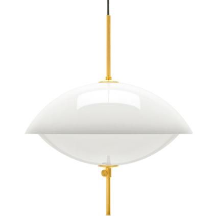 Závesná lampa CLAM 55 cm, biela/mosadz, Fritz Hansen