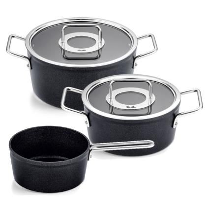 Súprava hrncov ADAMANT, sklenené pokrievky na hrniec, sada 3 ks, nepriľnavý povrch, Fissler