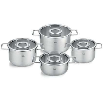 Súprava hrncov PURE, sklenené pokrievka na hrniec, sada 4 ks, nerez, Fissler