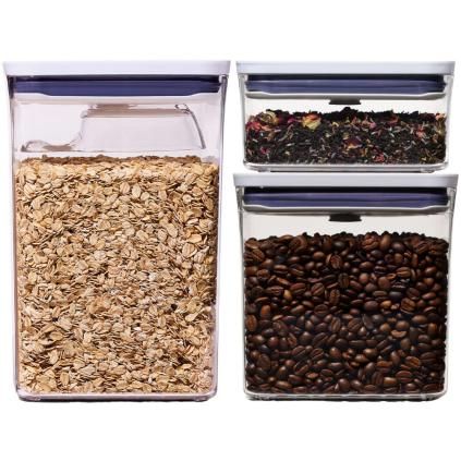 Nádoba na potraviny POP GOOD GRIPS , sada 3 kusov s odmerkou, obdĺžnik, plast, OXO