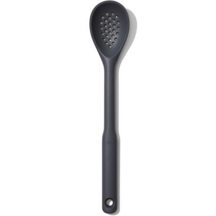 Dierkovaná lyžica GOOD GRIPS 33 cm, sivá, silikónová, OXO