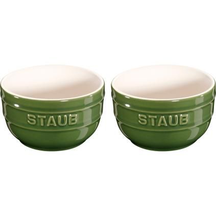 Ramekin 9 cm, sada 2 kusov, zelená farba, keramika, Staub