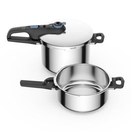 Tlakový hrniec SECURE TRENDY P2584301, 4 + 6 l, sada 2 ks, nerez, Tefal