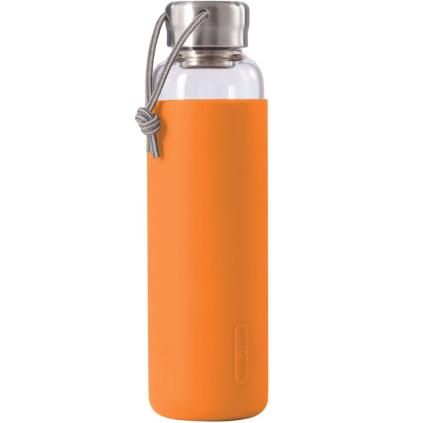Fľaša na vodu 600 ml, oranžová, sklenená, Black+Blum