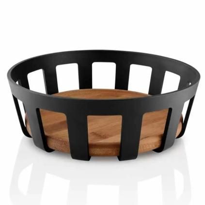 Košík na pečivo NORDIC KITCHEN 22 x 7 cm, čierna, plast/bambus, Eva Trio