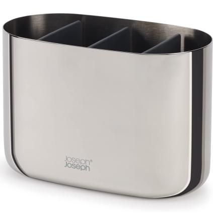 Pohár na zubné kefky EASYSTORE LUXE 70581 strieborná, nerezová oceľ, Joseph Joseph