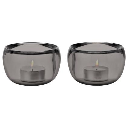 Svietnik na čajovú sviečku ORA 9 cm, sada 2 ks, dymová, sklo, Stelton