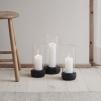 Svietnik na kónickú sviečku HURRICANE 24 cm, čierna farba, kamenina, Stelton