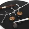 Chopstics rest pebble MATT BLACK, porcelán, MIJ