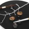 Podložka na jedálenské paličky FINE DOTS, hnedá glazúra, porcelán, MIJ