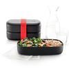 Desiatový box LUNCHBOX TO GO 1 l, s príborom, čierna / čierna, Lékué